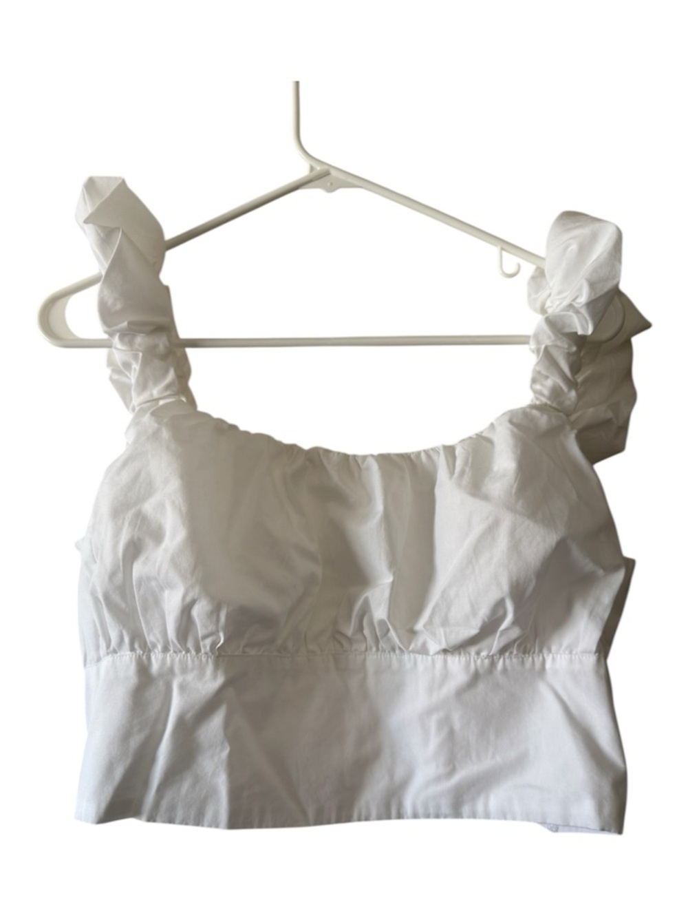 Abercrombie & Fitch White Ruched Crop Top XL Puff Sleeve Cottagecore
